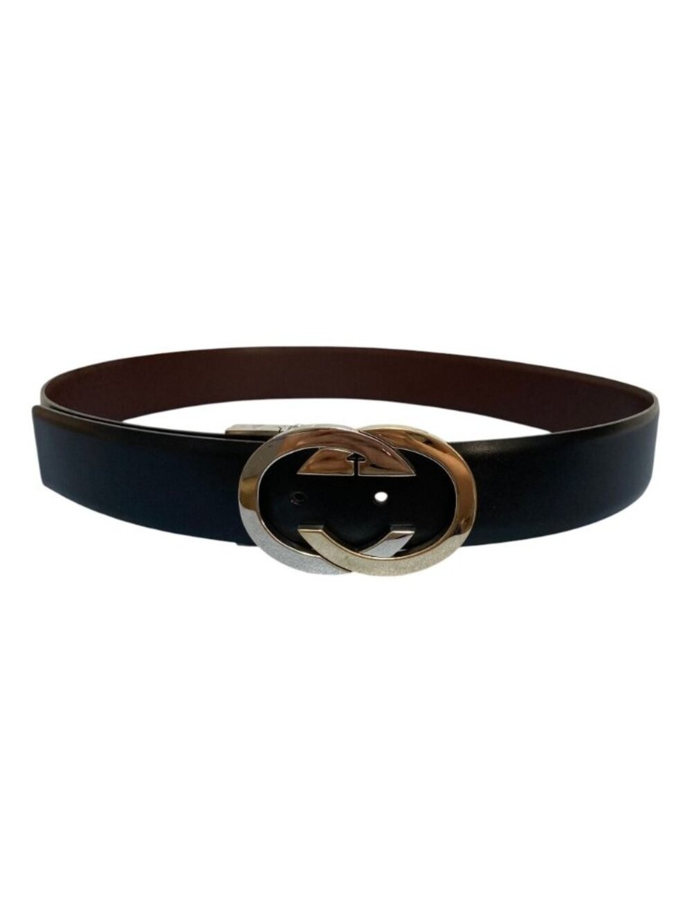Gucci Interlocking G Reversible Leather Belt 80 Black Brown